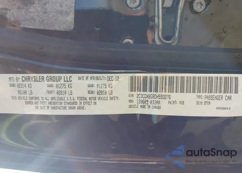 2013 Dodge Charger Se z USA, uszkodzony, nr VIN 2C3CDXBG8DH593276